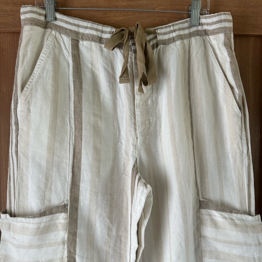 NWOT Free People Glory Days Striped 100% Linen Pants Frayed Hem size Small - Picture 4 of 16